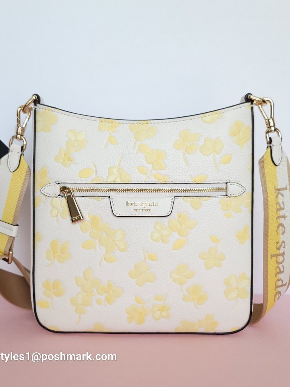 KATE SPADE Hudson Spring Pansies Messenger Crossbody Bag- Yuzu Jam multi🎈⭐